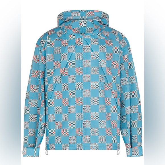BRAND NEW Louis Vuitton Virgil Abloh Distorted Damier Blue Hooded Parka Jacket - Picture 2 of 5